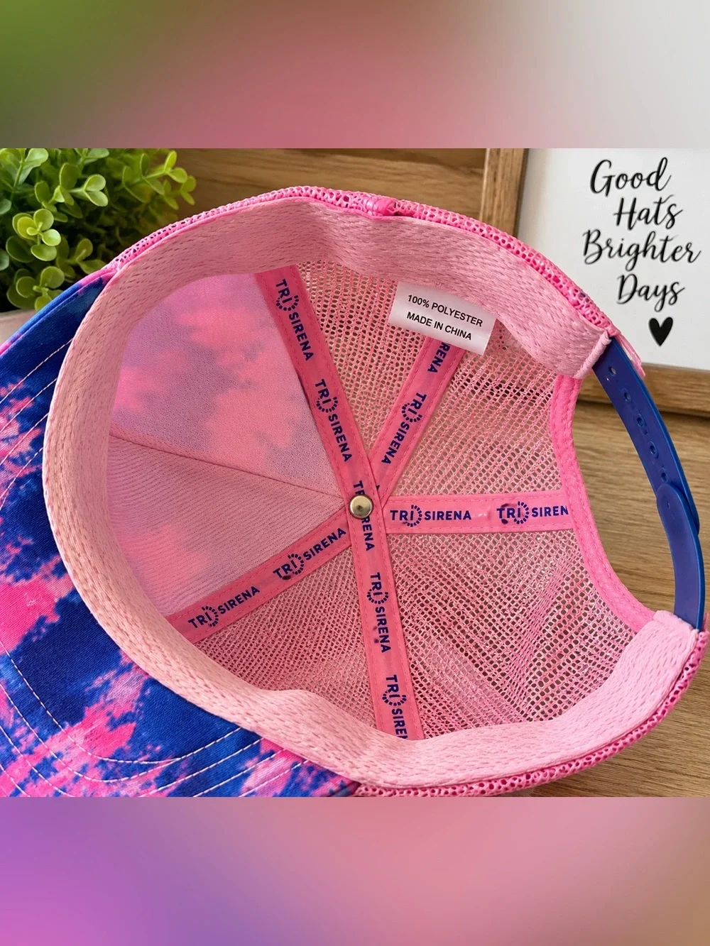 💗 Tri Sirena Pink & Blue Tie-Dye Trucker Hat 🧢